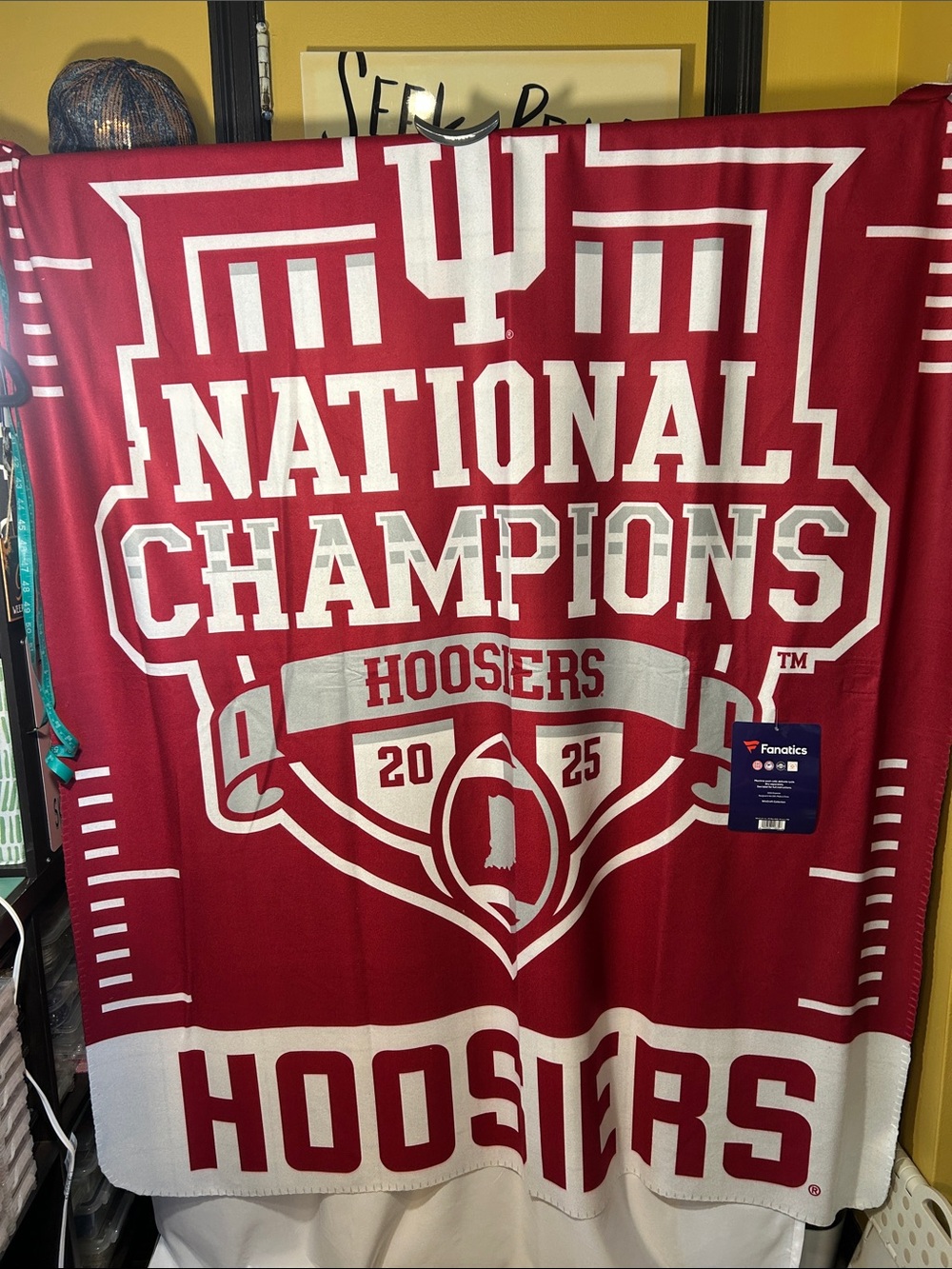 Fanatics Indiana Hoosiers National Champions Blanket - Crimson & White